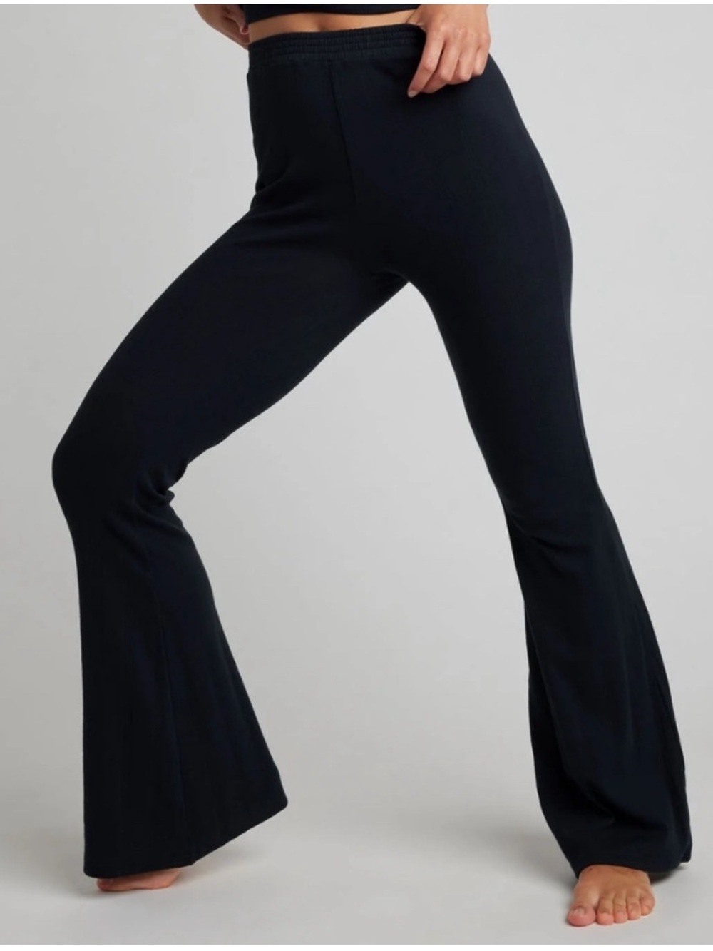 Negative Underwear Pointelle Flare Pant Black Small NWT Revolve Loungewear Y2K